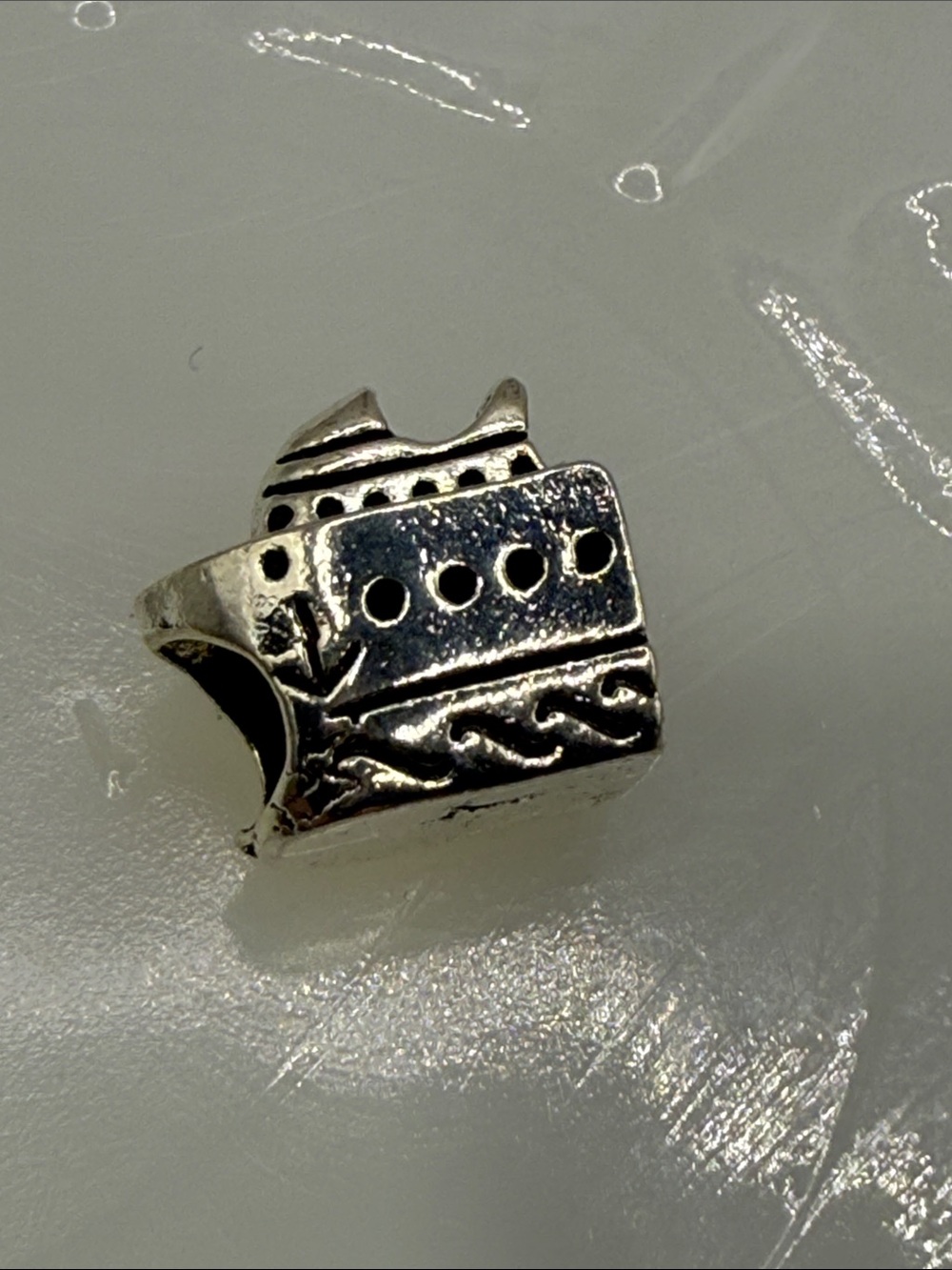 Silver tone Cruise Ship Charm for bracelet or pendant wear untested